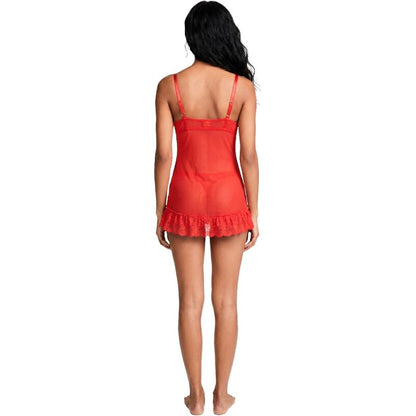 LIVCO CORSETTI FASHION - ENSEMBLE NUIT T-SHIRT + CULOTTE ROUGE 2028 L/XL
