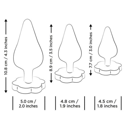 ROMP - KIT D'ENTRAÎNEMENT ANAL LUSTER S/M/L AVEC BASE EN FORME DE FLEUR