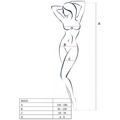 PASSION - FEMME BS032 BODYSTOCKING NOIR TAILLE UNIQUE