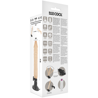 BASECOCK - VIBRATEUR RÉALISTE TÉLÉCOMMANDE NOIR 20 CM -O- 4 CM