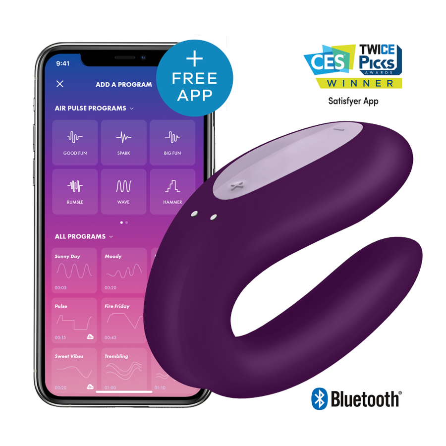 SATISFYER - DOUBLE JOY AVEC APP VIOLET